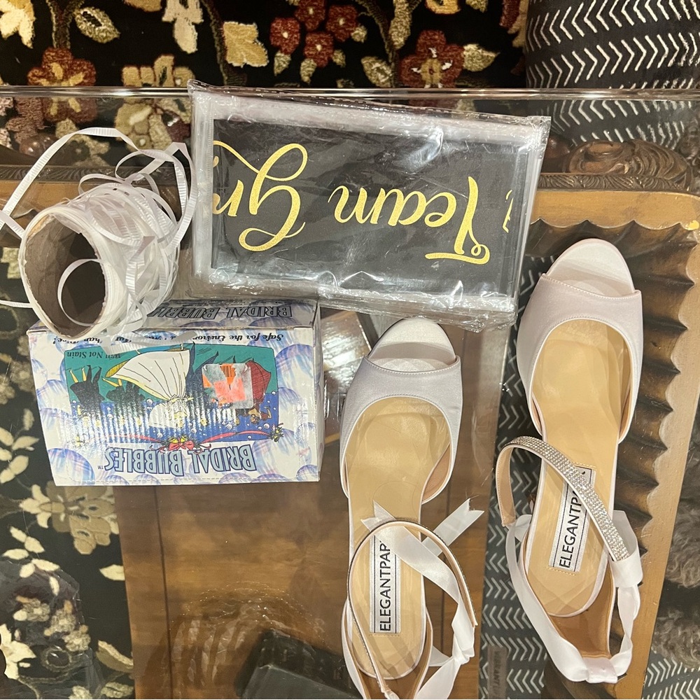 Elegant White Heels with Rhinestone Straps 9 some accessories banner groomsmen